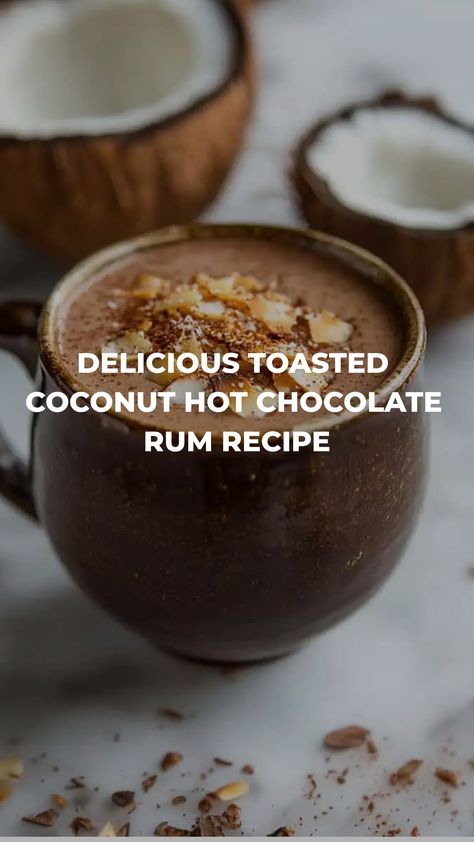 Indulge in the cozy flavors of fall with this decadent Toasted Coconut Hot Chocolate Rum. This delightful blend of rich hot chocolate, toasty coconut, and a splash of rum is the perfect way to warm up on crisp autumn evenings. Treat yourself to this delicious twist on a classic drink and savor every sip as you unwind and relax. Whether you're hosting a gathering or simply looking for a festive treat, this fall drink with alcohol is sure to be a hit. Hot Chocolate Alcoholic Drinks, Coconut Rum Recipes, Alcoholic Hot Chocolate, Spiked Hot Chocolate Recipe, Cider Cocktail Recipes, Coconut Rum Drinks, Coconut Hot Chocolate, Spiked Hot Chocolate, Rum Recipes