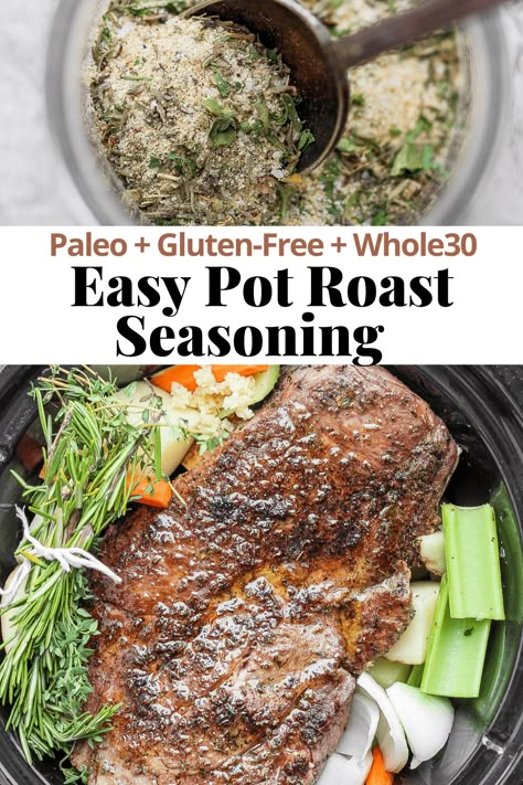 Roast Beef Marinade, Paleo Pot Roast, Roast Seasoning, Pork Pot Roast, Beef Roast Crock Pot, Pot Roast Seasoning, Pork Pot, Wooden Skillet, Easy Pot Roast