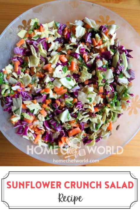 Sunflower Crunch Salad is an all-natural, crunchy, colorful, and easy to create healthy meal. Packed into an airtight container will also make this a great lunch for someone on the go.  #sunflowercrunchsalad #sunflowersalad #healthysalad #saladrecipes #healthyfood #onthegomeal #homechefworld Dole Sunflower Crunch Salad Dressing Recipe, Sunflower Crunch Salad, Simple Sunflower, Crunch Salad, Salad Dressing Recipe, Salad Kits, Beautiful Salad, Make Food, Healthy Salad