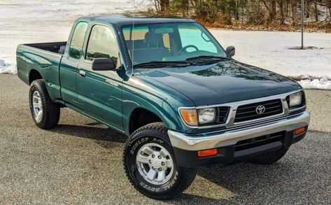 This 4x4 isn't that old but it appears to be in outstanding condition. Have any of you owned an early Tacoma pickup? #4X4, #Toyota 1996 Toyota Tacoma, Old Toyota Trucks, Toyota Trucks 4x4 Old, Abby Core, Small Pickup Trucks, Car Quiz, Cosmic Cowboy, 1997 Toyota Tacoma, Small Pickups