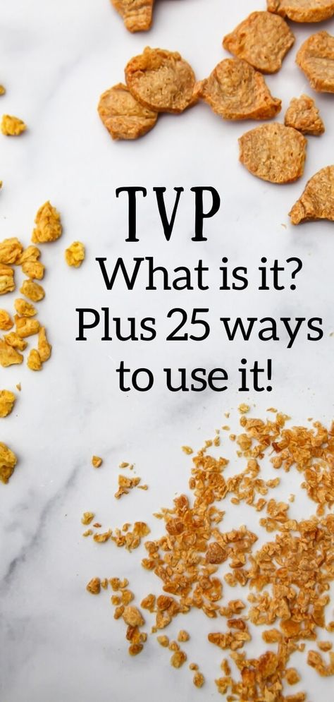 TVP (textured vegetable protein) may sound a little weird, but if you are vegetarian, vegan, you definitely need to know about it. Learn everything you need to know about cooking with TVP! Plus 25 of the best recipes for using TVP in a variety of ways! thehiddenveggies.com Soy Protein Recipes, Tvp Recipes, Textured Vegetable Protein, Vegan Meat Substitutes, Diet Diary, Vegan Protein Powder, Crumble Recipe, Vegetable Protein, Diet Vegetarian