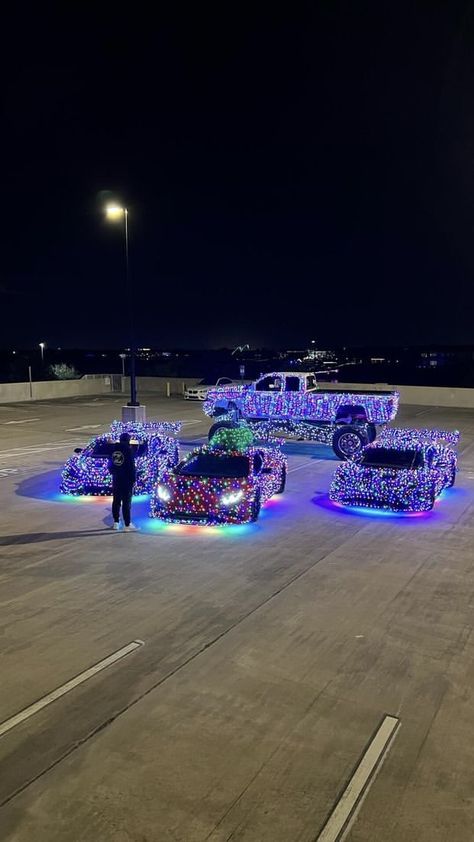 Car With Christmas Lights, Christmas Lights On Car, City Skyline Night, Christmas Cars, Skyline Night, Car Shoot, Avatar Poster, Car Builds, Hot Trucks