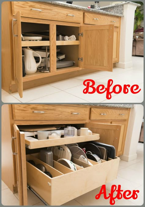 Organiser Cucina, Kabinet Dapur, Pull Out Shelves, Kitchen Solutions, Kitchen Diy, Kitchen Drawers, Kitchen Redo, Cabinet Organization, Kitchen Remodel Idea