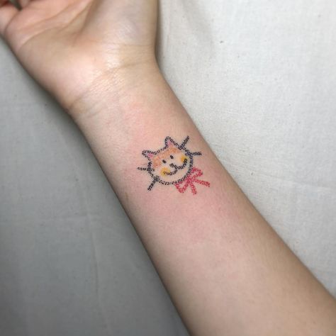 Cat tattoo - crayon style sketch tattoo Crayon Style Tattoo, Crayon Tattoo, Sketch Tattoo, Style Tattoo, Tattoo Tattoo, Cat Tattoo, Tattoo Sketches, Maple Leaf Tattoo, Paw Print Tattoo