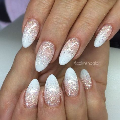 Elegant Bridal Nails, Light Pink Nail Designs, Light Pink Nails, White Acrylic Nails, Nail Art Ombre, Bridal Nails, Prom Nails, Gorgeous Nails, Perfect Nails