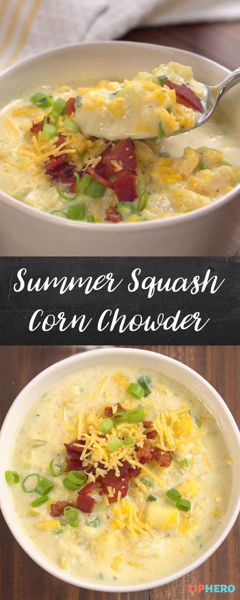 Squash Corn Chowder, Summer Squash Soup, Yellow Squash Soup, Summer Squash Recipes, Yellow Squash Recipes, Ketogenic Recipes Dinner, Squash Soup Recipe, Cook Dinner, Summer Produce