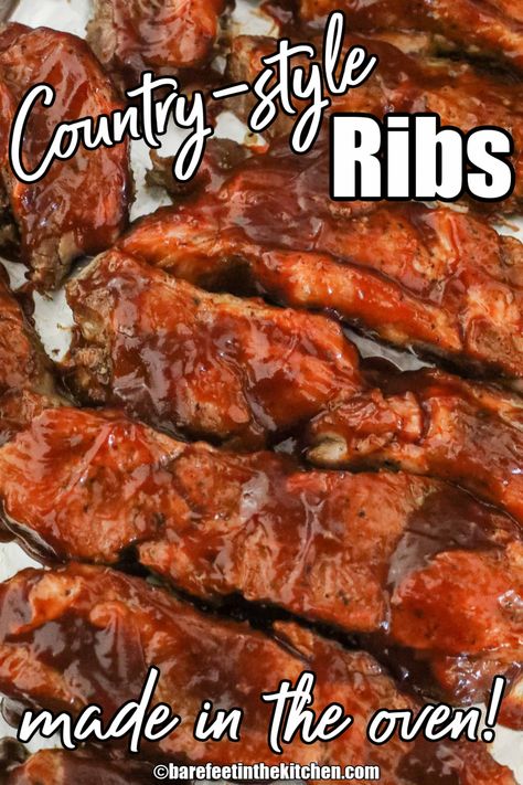 Texas Style Ribs Oven, Beef Boneless Chuck Country Style Ribs, Country Ribs Oven, Baked Country Style Ribs, Country Ribs Recipe, Boneless Country Style Pork Ribs, Oven Pork Ribs, Country Pork Ribs, Ribs Recipe Oven