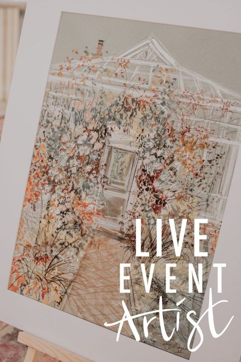 Remember a special event with an artwork painted live on the day. Lucy Mcloughlin paints portraits and settings in front of event guests and displays them in a pop-up gallery on the day. Great gift idea for guests or as a present to the people the event is celebrating. #wedding #weddinginspiration #weddingblog #weddinginspo #autumnwedding #fallwedding #autumn #fall #microwedding Event Illustration, Wedding Packages Prices, Artist Wedding, Wedding Painter, Wedding Brochure, Intimate Wedding Venues, Entertainment Ideas, Live Art, Wedding Painting