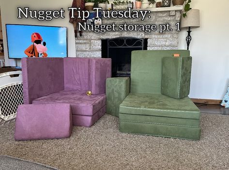 Melissa DeStephano (@the_makeshift_momma) posted on Instagram • May 17, 2022 at 5:18pm UTC Nugget Couch Storage, Nugget Couch Chair, Nugget Couch Playroom Decor, Nugget Chair Configuration, Nugget Couch Stage, The Nugget Couch Playroom, Nugget Couch Accessories, Nugget Builds, Nugget Couch