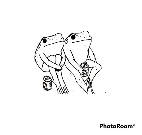 Two Frogs Tattoo, Frog Tattoo Outline, Two Frogs Drawing, Matching Frog Tattoos, Frog Line Art, Frog Flash Tattoo, Frogs Tattoo, Frog Tattoo Design, Frog Doodle