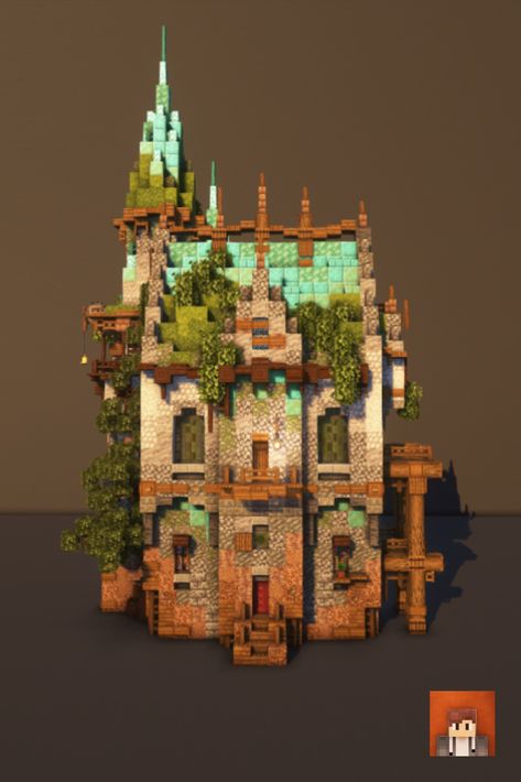 This is the backside of the small overgrown castle you can see in another pin. The texture pack I use is 'Stay True' and shaders 'complementary shaders' #Minecraft #MinecraftBuilds #MinecraftHouse #minecraftbuildingideas #Victorian #MinecraftBase #castle #minecraftcastle Mines Minecraft, Minecraft Overgrown Builds, Minecraft Greek House, Minecraft Copper House, Minecraft Texturing, Minecraft Art Deco, Small Minecraft Castle, Minecraft Server Spawn Ideas, Minecraft Copper Builds