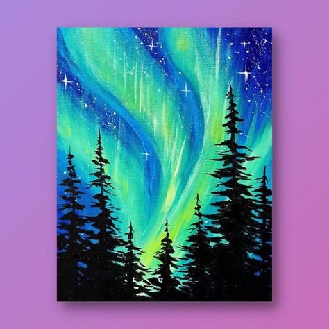 Kids Painting Party, Aurora Sky, The Dazzling, Summer Painting, Time Painting, Winter Painting, Sky Painting, The Northern Lights, Autumn Painting