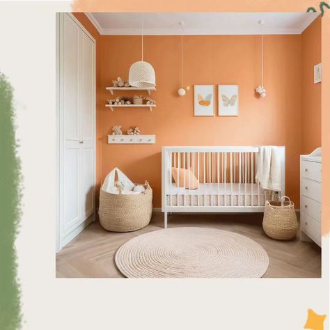 Nursery inspiration: Bringing you ideas to create a beautiful nursery for your little ones. #nurseryinspiration #inspirationmonday #growingtogetherwithlove #aestheticnursery #childrearing #momtobe #smallbusinessowner #newbusinessowner #brandnewbusiness #smallbusinessowner #babydecor #lelethebabyshop #nurserydecor #newparentslife #helpingparents #parentcommunity #genzparents #helpingparentshelptheirchildren #indiebusinessnetwork #indianbusinesswoman #empoweringwomen Orange Nursery Paint Colors, Warm Nursery Colors, Peach Nursery Ideas, Orange Nursery Girl, Orange Nursery Ideas, Peach Baby Nursery, 2024 Nursery, Orange Nursery Boy, Peach Nursery