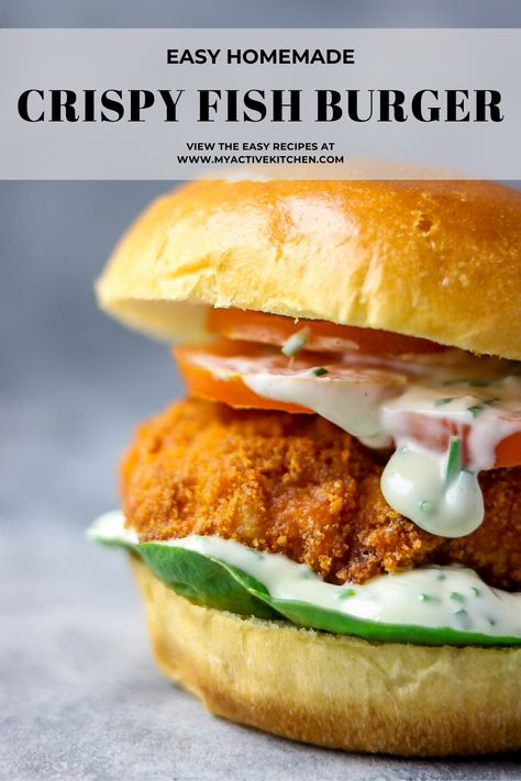 Fish Burger Ideas, Fish Burgers Recipe, Fish Burger Recipe, Fried Catfish Recipes, Fish Burgers, Fish Sandwich Recipes, Breaded Cod, Fish Patties, Burger And Chips