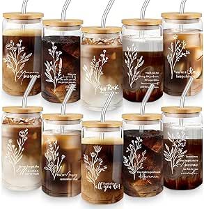 10 Pcs Employee Appreciation Gift 16 oz Glass Cups with Lids Straw Thank You Coffee Mug Gift for Vet Tech Medical Assistant Team Staff Coworker Christmas (Thanks) Staff Christmas Gift Ideas, Employee Christmas Gifts, Coworker Gifts, Coworkers Christmas, Cups With Lids, Employee Appreciation Gifts, Christmas Gifts For Coworkers, Gifting Ideas, Medical Assistant