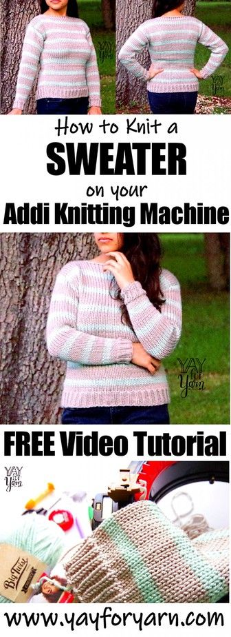 How to Knit a SWEATER on your Addi King Knitting Machine - Video Tutorial | Yay For Yarn Knitting Machines For Sale, Knitting Beginners, Knit A Sweater, Knitting Machine Tutorial, Addi Knitting Machine, Addi Express, Machine Knit, Circular Knitting Machine, Machine Video