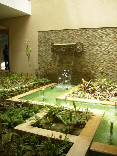 water body with green Waterbody Inside House, Water Body Landscape Design, Indoor Pond, Interior Landscape, Garden Pond Design, Water Body, Pond Design, Garden Pond, Water Bodies