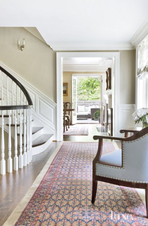 A Traditional Brick 1900s Georgetown Row House | Luxe Interiors + Design Traditional Hallway, Traditional Foyer, Beautiful Entrance, Second Floor Landing, Cottage Interior Design, Design Your Own Home, Cottage Interior, Luxe Interiors, Row House