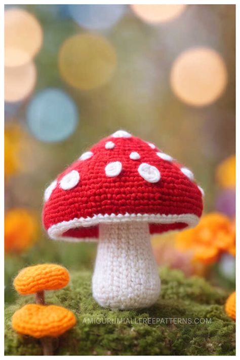 Mushroom Knitting Pattern, Mushroom Crochet Pattern Free, Crochet Mushroom Pattern Free, Free Crochet Mushroom, Crochet Mushrooms, Mushroom Amigurumi, Amigurumi Mushroom, Amigurumi Crochet Free Pattern, Autumn Craft