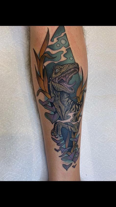 Flying Dinosaur Tattoo, Raptor Tattoo Design, Tattoo Dino, Raptor Tattoo, Jurassic Park Tattoo, Dino Tattoo, Florida Jacksonville, Tattoos 2023, Dinosaur Tattoo