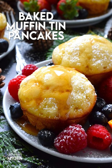 Say goodbye to standing over a griddle, watching and waiting for bubbles to form before flipping and watching and waiting some more. Baked Muffin Tin Pancakes are super easy to make, are completely customizable, and more importantly, are super fluffy and very flavourful! #pancakes #baked #muffintin Pancakes In Muffin Tin Breakfast, Pancakes In A Muffin Tin, Pancake In Muffin Tin, Pancakes In Muffin Tin, Muffin Tin Pancakes, English Pancakes, Mini Pancake Muffins, Muffin Tin Breakfast, Brunch Pancakes