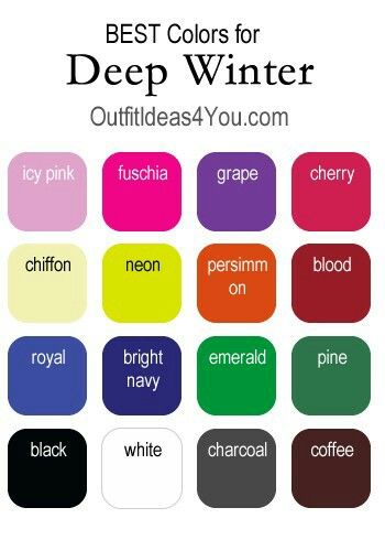 Colors For Deep Winter, Deep Winter Palette Outfits, True Winter Color Palette, Winter Skin Tone, Cool Winter Color Palette, Deep Winter Palette, Your Color Style, Deep Winter Colors, Winter Palette