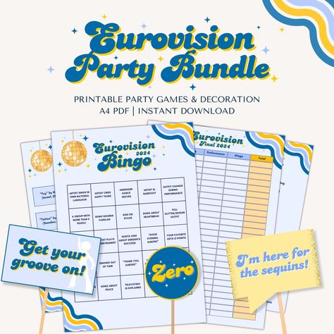 Printable Eurovision 2024 Party Bundle Eurovision Party Games Eurovision Bingo Eurovision Song Contest Instant Download - Etsy Eurovision Bingo, Eurovision Party Games, Eurovision Party, Road Trip Bingo, Bingo Games For Kids, Bingo Online, Free Bingo Cards, Bingo Template, Sound Song