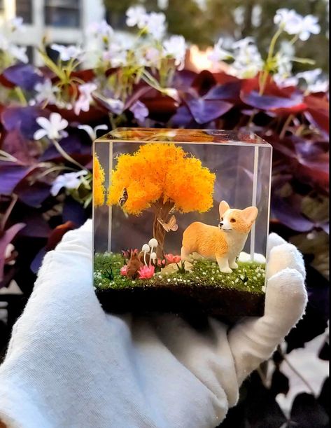 Resin Forest Scene, Epoxy Business, Christmas Deer Decorations, Resin Things, Resin Gifts, Cloth Paper Towels, Resin Diorama, Corgi Gifts, Deer Decor