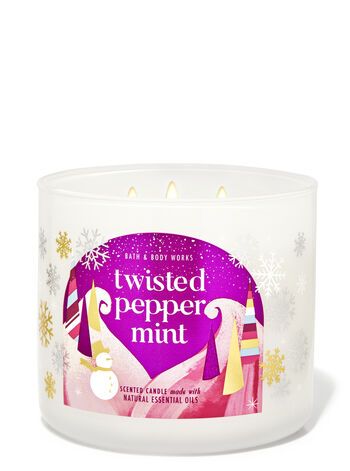 Twisted Peppermint 3-Wick Candle | Bath & Body Works Twisted Peppermint, Candle Bath, Incense Oil, Drawing Hair Tutorial, Girls Gift Guide, Peppermint Christmas, 3 Wick Candle, Boston Shearling, Birkenstock Boston Shearling