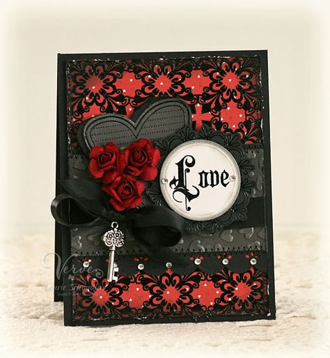 Red, Black Love Card Princess Bride Movie, Verve Stamps, The Princess Bride, Wedding Cards Handmade, Handmade Paper Crafts, Wedding Anniversary Cards, Princess Bride, Card Making Inspiration, Love Valentines