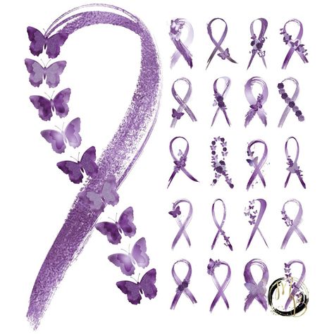 Lymphoma Tattoo, Purple Ribbon Tattoos, Alzheimers Tattoo, Purple Ribbon Awareness, Love Symbol Tattoos, Survivor Tattoo, Awareness Tattoo, Ribbon Tattoos, Clever Tattoos