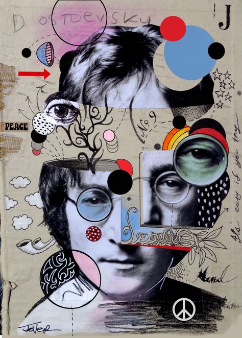 Celebrity Collage, Dadaism Art, Loui Jover Art, Art On Cardboard, Mixed Media Portrait, Loui Jover, Collage Portrait, Dada Art, Arte Punk