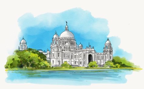 Victoria Memorial Kolkata Victoria Memorial Kolkata Painting, Victoria Memorial Painting, Victoria Memorial Kolkata Illustration, Victoria Memorial Sketch, Victoria Memorial Drawing, Victoria Memorial Kolkata Sketch, Kolkata Illustration Art, Kolkata Drawing, Kolkata Sketch