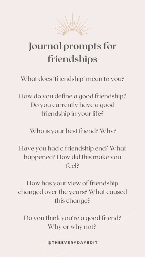 Journal prompts for friendship. #journal #journaling #journalprompts #prompts #friendship #friendships Friendship Journal Ideas, Friendship Journal, Relationship Journal, Morning Journal Prompts, Friends Journal, Morning Journal, Journal Questions, Questions For Friends, Healing Journaling