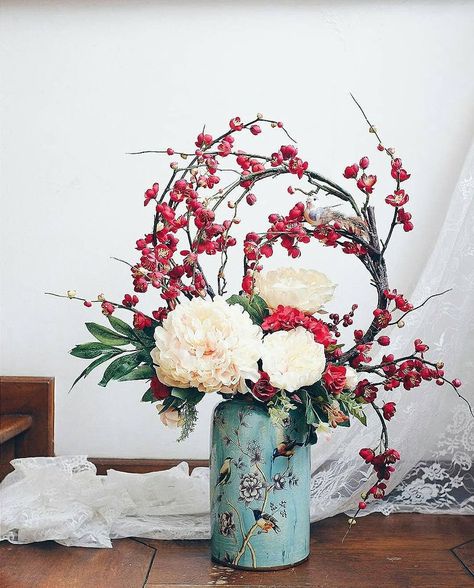 Chinese New Year Floral Arrangement, Lunar New Year Flower Arrangement, Chinese Flower Arrangement, New Year Floral Arrangement, Cny Flower Arrangement, Chinese New Year Flower Arrangement, New Year Flower Arrangement, Chinese New Year Flowers, Asian Party Decorations