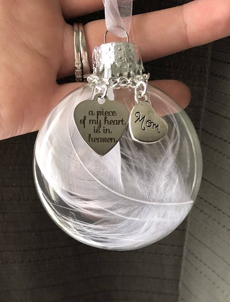 Custom Glass Ornament A Piece Of My Heart Is In image 0 Elegant Christmas Tree Decorations, Custom Memorial, Navidad Diy, Memorial Ornaments, Christmas Ornaments Homemade, Christmas Ornament Crafts, Handmade Christmas Ornaments, Ornament Crafts, Xmas Ornaments