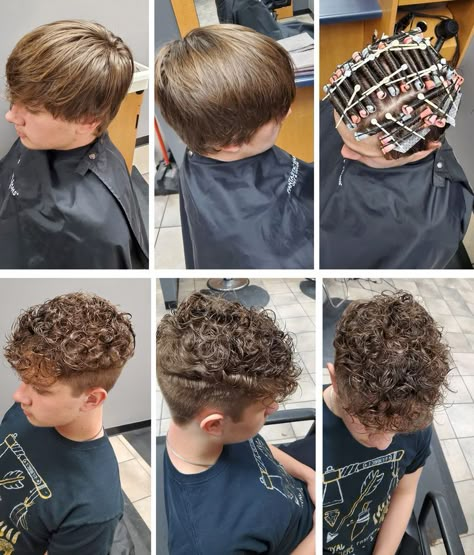 Boy Permed Hair, Perm Hair Men, Boys Curly Haircuts, Men's Curly Hairstyles, Short Permed Hair, Curly Hair Fade, Curly Pixie Haircuts, Getting A Perm, Mens Haircuts Fade