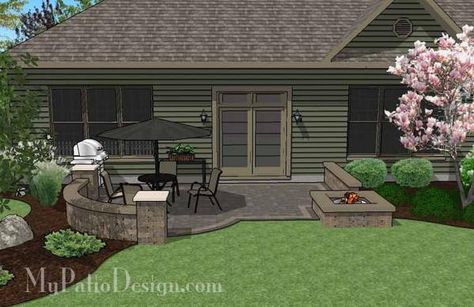 DIY Simple to Build Patio Design with Fire Pit | Downloadable Plan – MyPatioDesign.com Patio Rocks, Simple Patio Design, Forest Patio, Patio Privacy Fence, Build Patio, Home Patio Ideas, Paver Patio Installation, Patio Plan, Patio Blocks