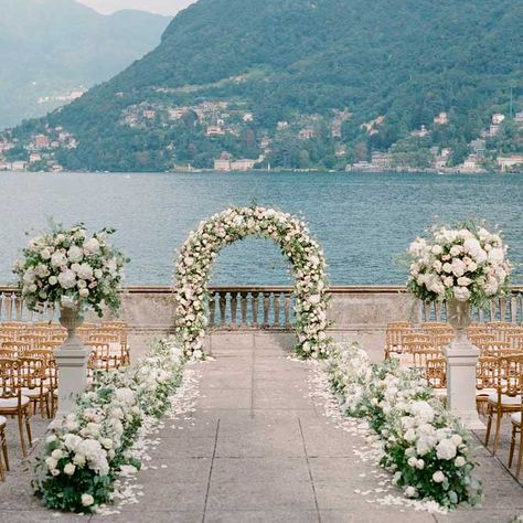 Classic Garden-Inspired Ceremony Arch #weddingarchway #outdoorwedding Comer See, Wedding Archway, Wedding Ceremony Ideas, Como Wedding, Wedding Ceremony Arch, Lake Como Wedding, Luxury Wedding Venues, Ceremony Arch, Lake Wedding