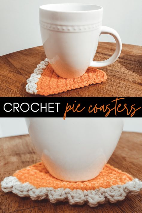 Crochet Pumpkin Pie Coasters Free Pattern, Pumpkin Pie Coasters, Crochet Pumpkin Pie Slice, Free Fall Crochet Coaster Patterns, Pumpkin Pie Crochet Coaster, Crochet Pumpkin Pie Slice Free Pattern, Pumpkin Pie Coasters Crochet, Crochet Pie Coasters, Crochet Pie Slice