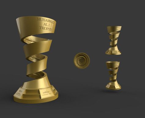 ArtStation - Muhammad Ali Trophy 3d Trophy Design, 3d Printed Trophy, Metal Trophy, 3ds Max Tutorials, Football Trophies, Football Cups, Trophy Cup, Summer Challenge, Mayan Art