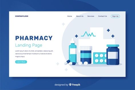 Simple Landing Page, Health Design, Business Technology, Landing Page Design, Pharmacist, Psd Files, Vector Photo, Page Design, Pharmacy