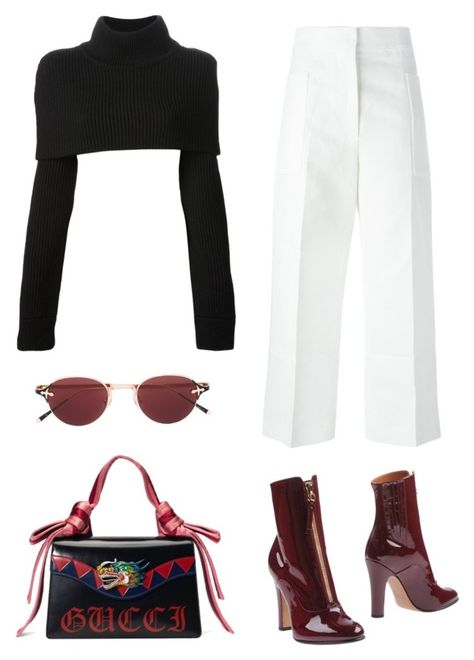 "bby bells af" by sexdrugsnprada ❤ liked on Polyvore featuring Marni, Valentino, Matsuda, Gucci and Maison Margiela Gucci Outfits Women, Gucci Outfits, Elegante Casual, Looks Chic, Fashion Design Clothes, Fancy Outfits, Teenage Fashion Outfits, Edgy Outfits, Kpop Outfits