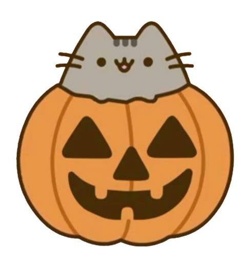 Cute Halloween Pfp, Pusheen Halloween, Cute Halloween Drawings, Kawaii Cat Drawing, Halloween Pfp, Pusheen Cute, Pumpkin Drawing, Homemade Stickers, Pusheen Cat