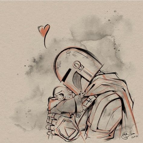 Grogu Drawing, Mandalorian Drawing, Mando And Grogu, Mandalorian Tattoo, Star Wars Art Drawings, Star Wars Classroom, General Kenobi, Star Wars Background, Star Wars Drawings