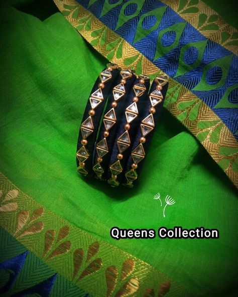 @ queenscollection1705 Kundan Bangles Making, Silk Thread Earrings Designs, Diy Earrings Materials, Fabric Bangles, Handmade Rakhi Designs, Flower Jewelry Designs, Silk Thread Bangles Design, Silk Bangles, Silk Thread Earrings