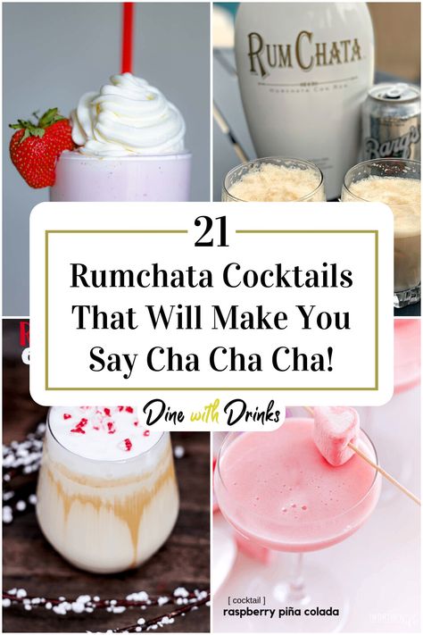 Collage of 4 rumchata cocktails. Rum Chata Mixed Drinks, Rumchata Pina Colada, Cocktails With Rum Chata, Creamy Mixed Drinks, What To Mix With Rum Chata, Rum Chata Drink Recipes, Rumchata Pineapple Drink, Rum Chata Cocktails, Rumchata Pineapple Cream Recipes