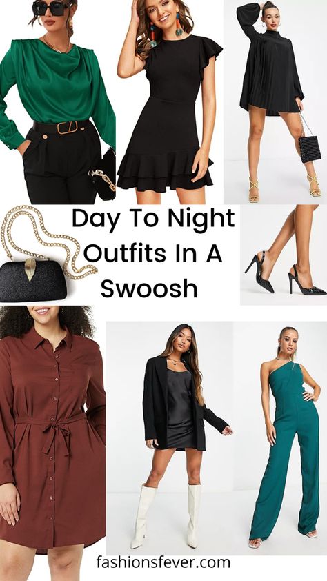 Be it summer or winter just transition from day to night outfits in a swoosh. From fashion outfits like silk blouses, little black dresses, jumpsuits, and accessories this post gives you ideas on how to transition from day to night outfits easily. #daytonightoutfits #fashionoutfits Day To Night Outfit Work, Day To Night Outfit, Work Dress Code, Silk Blouses, Little Black Dresses, Business Casual Outfits For Work, Transition Outfits, Casual Day Outfits, Work Skirts