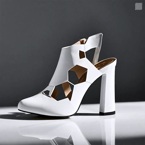 Futuristic. Geometric. Unapologetically bold. These AI-generated heels redefine modern fashion. Let @aiowear.co push your boundaries. Designed for the trendsetters. #HighHeels #FashionShoes #ShoeStyle #WhiteHeels #CutOutShoes #StylishFootwear #ChicShoes #ShoeLovers #FashionInspo #OOTD Futuristic Heels, Mid Term, Chic Shoes, White Heels, Shoe Style, Modern Fashion, Trend Setter, Boundaries, Fashion Shoes