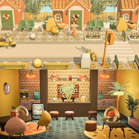 Animal Crossing Orange Island, Acnh Retro Room, Retro Animal Crossing Island, Acnh Vintage Island, Acnh Retro Island, Acnh 70s Island, Acnh Retro Designs, Animal Crossing 70s, Retro Animal Crossing